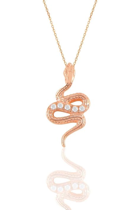 925 Sterling Silver Rose Gold Snake Necklace, Snake Charm Pendant, Rose Gold Snake Necklace, Silver Snake Charm,  * Chain length is 45 cm ⇒ MATERIALS Entirely made of 925 sterling silver. All orders are carefully packaged in a lovely box ready for gift giving, and shipped in a bubble envelope. ❤️WE ARE HERE TO ADD MORE BEAUTY TO YOUR BEAUTY WITH OUR JEWELRY ❤️ ❤️ OUR DESIGNS ARE LIKE A LOVER AT YOUR SIDE ALL THE TIME ❤️ DOES NOT DARKEN ANTI - ALLERGENIC Excellent quality and reasonable price Thi Silver Snake Necklace, Gold Snake Necklace, Snake Necklace Silver, Necklace Snake, Snake Ring Silver, Snake Pendant, Snake Jewelry, Snake Necklace, Protection Necklace