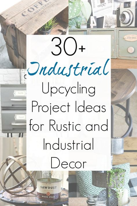 Industrial decor is SO cool and so trendy right now, and if you can't have the real thing, then upcycling is your best bet! Sadie Seasongoods has compiled the best repurposed projects and upcycling ideas for industrial decor around in one collection - so prepare to be inspired! From factory to thrift store, these makeovers are the best at www.sadieseasongoods.com . #industrialdecor #industrialstyle #rusticdecor #farmhouseindustrial #industrialhomedecor #industrialhome Industrial Diy Decoration, Industrial Diy Decoration Ideas, Diy Industrial Home Decor, Upcycling Ideas Diy, Repurposed Projects, Urban Industrial Decor, Industrial Diy, Industrial Home Design, Thrift Store Decor