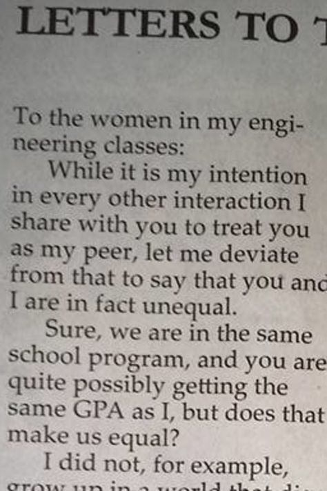 Male Engineering Student Perfectly Explains Why Female Classmates Aren't His Equals Engineering Quotes, Female Engineer, Student Newspaper, Leadership Skill, Letter To The Editor, Engineering Student, About Women, School Programs, Learn To Code