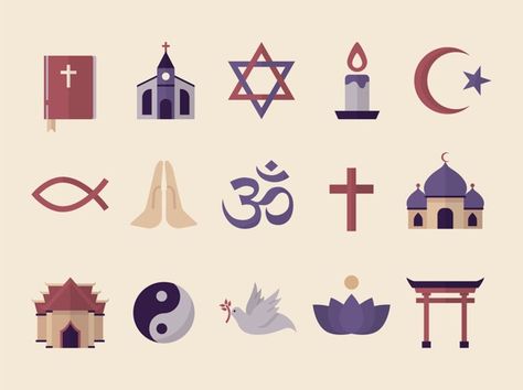 Design Symbols, Religious Symbols, Religious Freedom, Graphic Editing, Beige Background, Star Of David, Free Illustrations, Sticker Set, Sticker Design