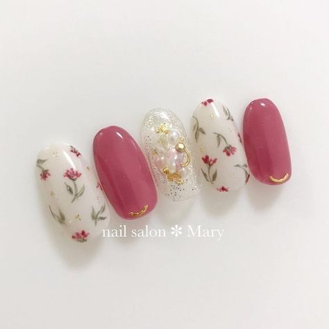 Japanese Nail Design, Hello Nails, Asian Nails, Floral Nail Designs, Korean Nails, Pearl Nails, Pretty Nail Art, Nail Designs Glitter, Spring Nail