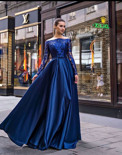 Bridesmaid Dress Silk, Royal Blue Evening Gown, Lace Evening Dress Long, Blue Wedding Guest Dresses, Satin Bridesmaid Dress, Satin Evening Gown, Blue Evening Gowns, Elegant Cocktail Dress, Long Train Wedding Dress