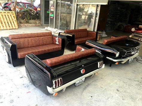 Car Parts Decor, Garage Furniture, Car Part Furniture, Automotive Furniture, Car Furniture, Automotive Decor, Antique Car, Garage Art, Car Sofa