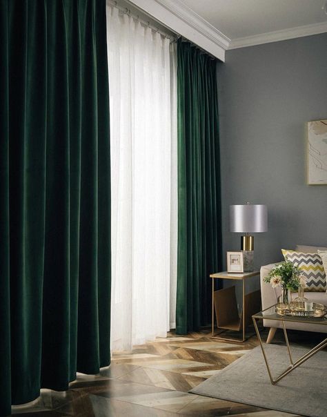 These Window or Door Curtains are made from Premium quality Velvet . This Velvet Window Drapes are dyed in a special process that delivers brighter color and never fades with Cozy texture. This Curtain will decrease sunlight effect and help to establish a shade of peaceful ambiance. BUYER NOTE:- YOU WILL GET TWO PANEL CURTAIN SET Product Description:- Material : Velvet Item Including in Set : Two Panel Curtain Pattern : Solid Color : Dark Forest Green, Olive green Wash Care : Cold Machine Wash/D Green Curtains Living Room, Emerald Green Curtains, Green Curtains Bedroom, Velvet Curtains Living Room, Velvet Curtains Bedroom, Green Drapes, Dark Curtains, Layered Curtains, The Curtains