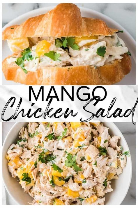 Mango Chicken Salad, Chicken Salad Sandwich Recipe, Delicious Chicken Salad, Mango Chicken, Sandwich Fillings, Salad Wraps, Chicken Salad Sandwich, Chicken Salad Recipe, Mango Salad