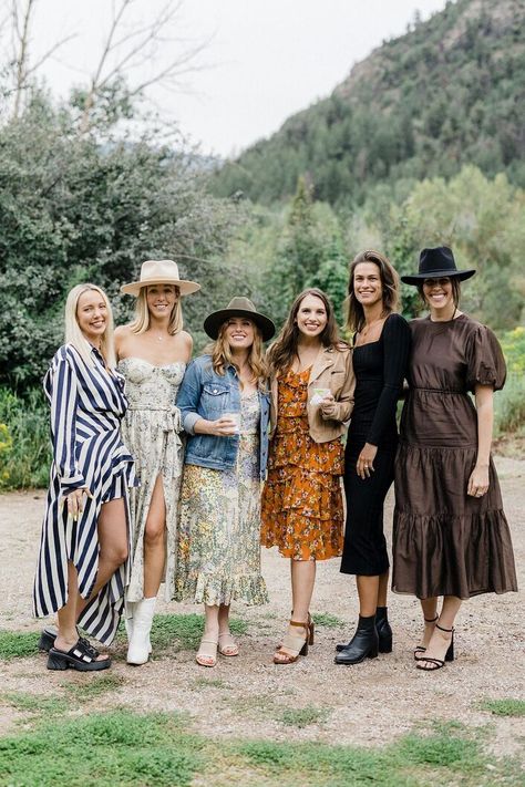 A Rehearsal Dinner With An Elevated Western Aesthetic at Holden Marlot Museum in Aspen, Colorado Elevated Western Wedding, Wedding Rehearsal Outfit Guest, Western Cocktail Attire, Western Rehearsal Dinner, Wedding Rehearsal Outfit, Rehearsal Dinner Attire, Mountain Inspiration, Western Formal, Dinner Attire