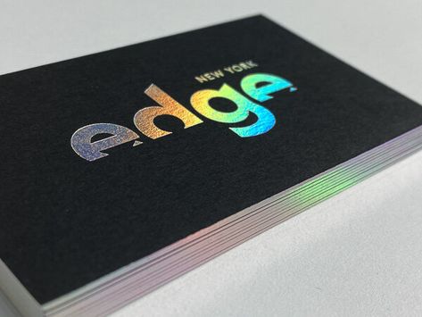 Holographic & Foil Printing - Printing Techniques — Publicide Colorplan Paper, Kraft Business Cards, Thick Business Cards, Holographic Print, Foil Business Cards, Nyc Print, Nail Art Studio, White Business Card, Black Business Card