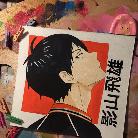 Kageyama Painting, Haikyu Painting, Haikyuu Canvas Painting, Kageyama Tobio Drawing, Anime Drawing Haikyuu, Manga Watercolor Anime Art, Anime Drawing Watercolor, Haikyuu Watercolor, Haikyuu Painting