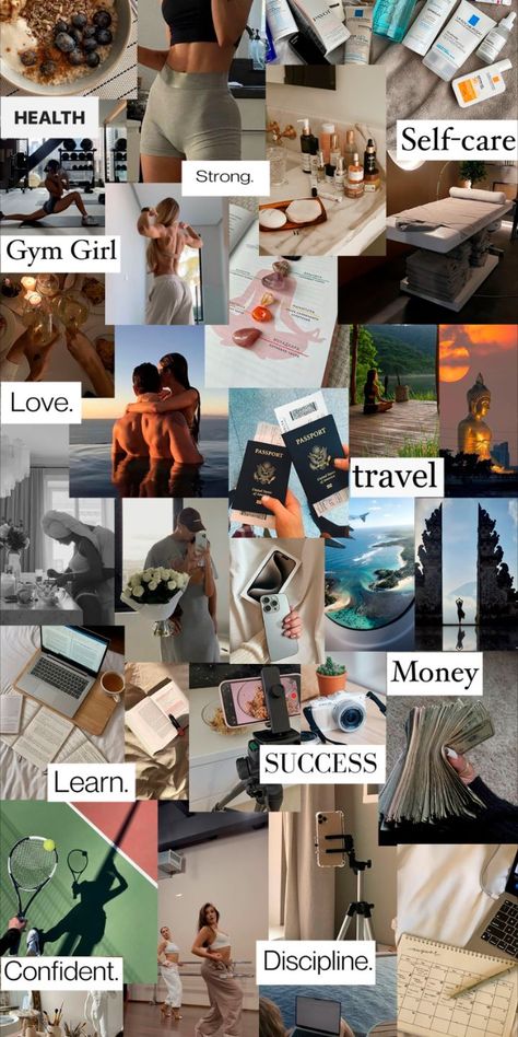 Vision Board Themes, Vision Board Collage, Manifesting Vision Board, Vision Board Examples, Life Goals Future, Money Vision Board, Vision Board Images, Vision Board Wallpaper, Career Vision Board