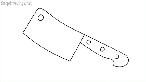 How to draw a cleaver step by step - Easydrawings.net Knife Drawing Step By Step, How To Draw A Knife Step By Step, Simple Knife Drawing, Knife Drawing Easy, How To Draw A Knife, Sports Drawing, Simple Knife, Knife Drawing, Sports Drawings