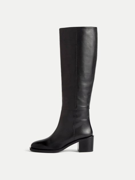 Block Heeled Boots, Wide Leg Knee High Boots, Knee High Boots Outfit Work, Chanel Ballerina, Girls Winter Outfits, Autumn Ideas, Wardrobe Wishlist, Black Knee High Boots, Autumn Outfits