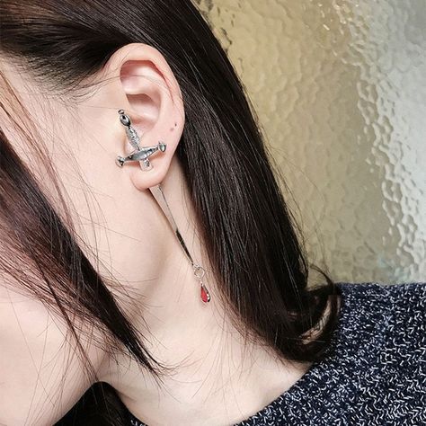 Blood Earrings, Earrings Weird, Dagger Earrings, Korean Kpop, Industrial Piercing, Ear Stud, Jhumka Earrings, Ear Piercing, Earrings Etsy