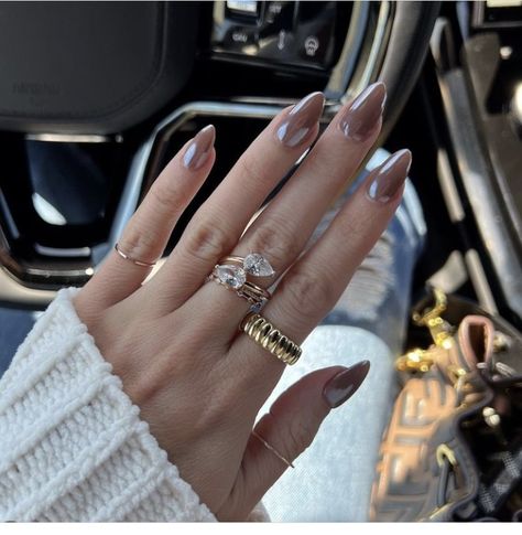 Latte Chrome Nails, Sparkle Holiday Nails, Tan Chrome Nails, Nail Ideas November, Classy New Years Nails, Aesthetic Winter Nails, Lux Nails, Nail Vibes, 20 Aesthetic