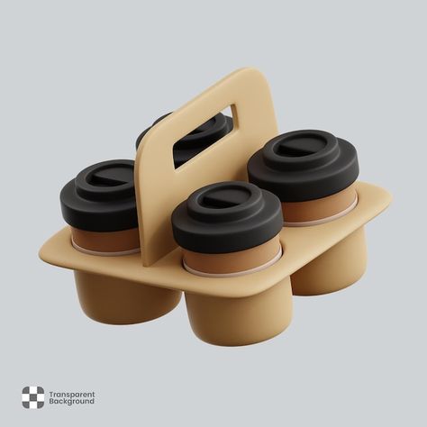 PSD 3d coffee cup tray illustration | Premium Psd #Freepik #psd Tray Illustration, Urban Portfolio, Box Emoji, 3d Coffee Cup, 3d Coffee, Cup Tray, Coffee Tray, 3d Blender, Iphone Wallpaper Hipster