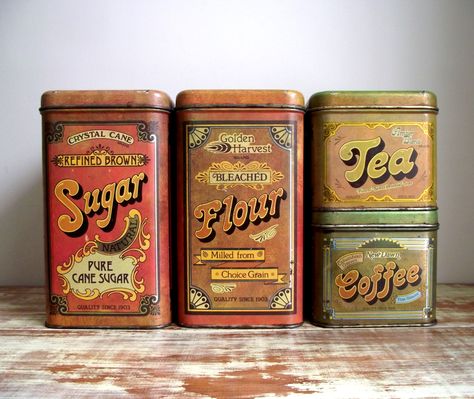 Cheinco Kitchen Canisters Set of 4  Vintage Advertising Tins 1970s Retro Kitchen Decor. . Vintage Tins Canisters, Vintage Kitchen Canisters, Vintage Canister Sets, Kitchen Canister Set, Vintage Canisters, Tin Canisters, Retro Kitchen Decor, Kitchen Canisters, Vintage Tins