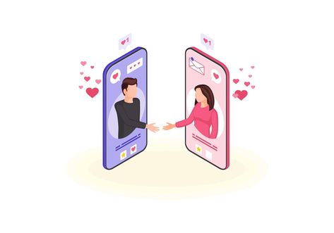 Online Chatting, 3d Concept, Isometric Illustration, Dating App, Vector Template, Mobile App Design, Online Dating, App Design, Mobile App