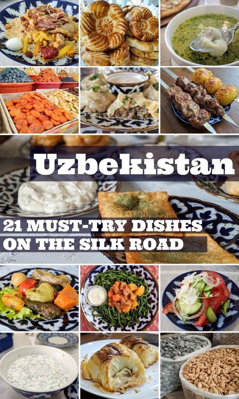 The Best Food in Uzbekistan. What to eat in Uzbekistan and the best Uzbek cuisine you must try along the Silk Road. Sample dishes like Plov, Lagman, Chuchvara, Manti, Shashlik, Dolmas, Shurpa, Shivit Oshi, Samsam Guzlama, Suzma, Chalop, Achichuk, Tukhum, Barak, Halva and more delicious food in Uzbekistan! - By Wandering Wheatleys  (@wanderingwheatleys) #Uzbekistan #UzbekFood #SilkRoad #CentralAsia #UzbekCuisine Uzbekistan Food, Thai Grilled Chicken, Baked Tilapia, Chicken Tenderloins, Traditional Dishes, The Silk Road, Cozy Meals, Lentil Recipes, Cuisine Recipes