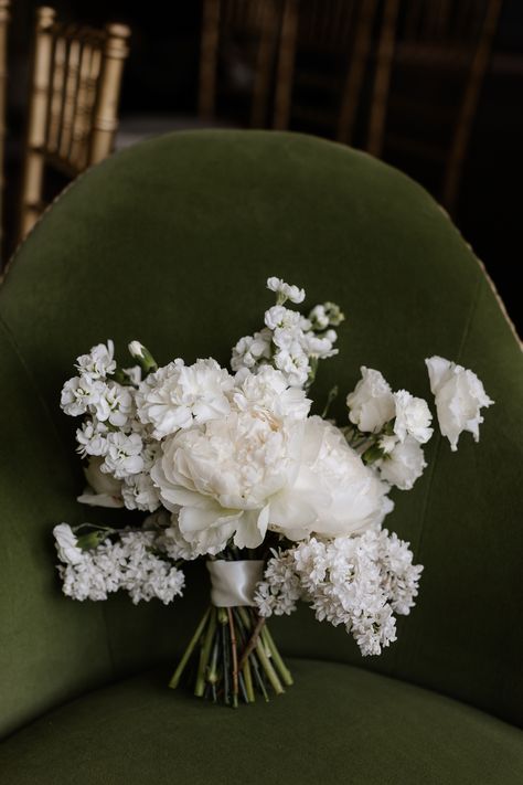 All white hand tied bridal bouquet, statement white flowers All White Bridal Bouquet, Hand Tied Bridal Bouquet, Small Wedding Bouquets, Lilac Bouquet, Event Florals, Bridal Bouquet Peonies, Flowers Peonies, Peony Bouquet Wedding, Bridal Bouquet Flowers