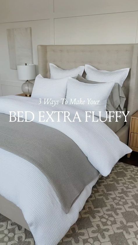 An incredibly fluffy look and feel—from the very best materials. Follow along and learn 3 insider tips to make your bed look (and feel)… | Instagram White Duvet Bedding, Ways To Make Your Bed, White Comforter Bedroom, White Fluffy Bedding, Branch Bed, Fluffy Bed, Fluffy Duvet, Fluffy Comforter, Cal King Bedding