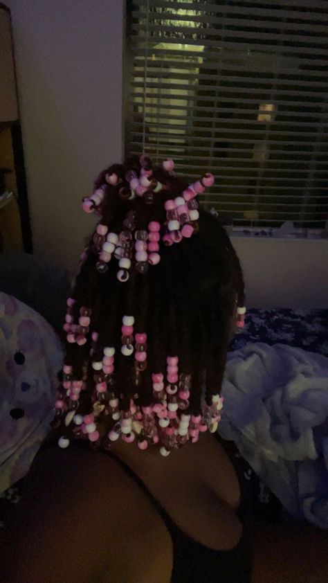 Loca With Beads, Locs Hairstyles With Beads, Loc Bead Styles, Beads On Locs Styles, Woman Locs Hairstyles, Loc With Beads, Locks With Beads, Two Strand Twist With Beads, Decorated Locs