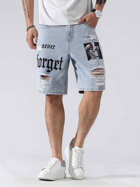 Elevate your streetwear game with our Never "Forget Shorts Jeans." Designed for those who appreciate style and comfort, these shorts are perfect for any occasion, from a casual day out to a night on the town. Features: Material: Premium denim for durability and comfort Fit: Relaxed fit with a modern cut Design: Distinctive embroidered details Sizes: Available in S, M, L, XL Color: Classic denim blue with a unique wash Why You'll Love Them: Comfort: Soft fabric that feels great against the ... Hombres Aesthetic, Baggy Ripped Jeans, Plaid Jeans, Mens Jean Shorts, Summer Shorts Denim, Straight Fit Denim, Short Men Fashion, Streetwear Summer, Summer Denim