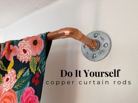 Copper Curtain Rod, Learn To Quilt, Mismatched Furniture, Diy Curtain Rods, Diy Curtain, Granny Square Quilt, Copper Diy, Large Scale Floral, Quilting For Beginners