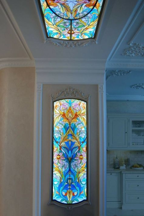 Art glass is not only of great decoration but also of great practicality for your space. House Customization, Residential Commercial Building, Stain Glass Window Art, Stained Glass Door, زجاج ملون, Glass Window Art, Glass Painting Designs, Door Glass Design, Tiffany Glass