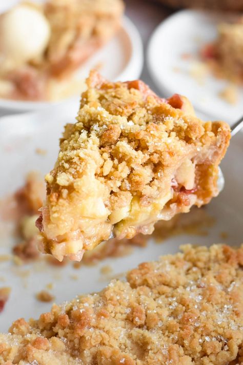 Rhubarb Apple Pie • Dance Around the Kitchen Apple Strawberry Rhubarb Pie, Rhubarb And Apple Pie, Rhubarb Apple Pie Recipe, Apple Rhubarb Pie Recipes, Apple And Rhubarb Pie, Rhubarb Apple Recipes, Rhubarb And Apple Recipes, Rhubarb Apple Pie, Apple Cream Cheese Recipes