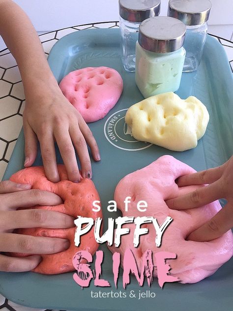 Puffy Slime Recipe, Puffy Slime, Slime Recipes, Slime For Kids, Fluffy Slime, Slime Recipe, Diy Slime, Play Dough, Fun Crafts For Kids