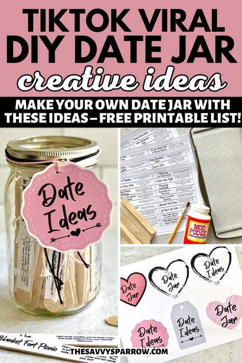 Date Ideas Jar Diy, Date Night Jar Ideas, Diy Crafts For Couples, Pick A Card Date Ideas, Diy Date Night Jar Ideas, Date Jar Ideas, Date Night Jar Ideas Diy, Date Night Book Diy, Date Idea Jar