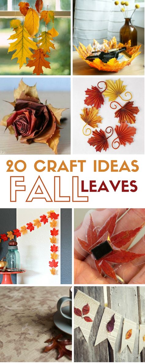 20 craft ideas with Fall Leaves #craft #fall #fallcrafts #diy #homedecor #autumn Dried Leaves Crafts, Leaves Craft Ideas, Fall Leaves Craft, Leaves Craft, Fall Leaf Decor, Autumn Leaves Craft, Leaf Projects, Thanksgiving Projects, Fall Arts And Crafts