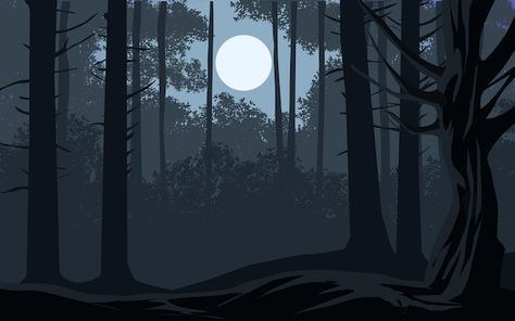 Anime Night Forest Background, Forest Background Gacha, Night Background Drawing, Dark Forest Drawing, Dark Forest Illustration, Background Drawing Reference, Night In Forest, Studio Mir, Forest Vector