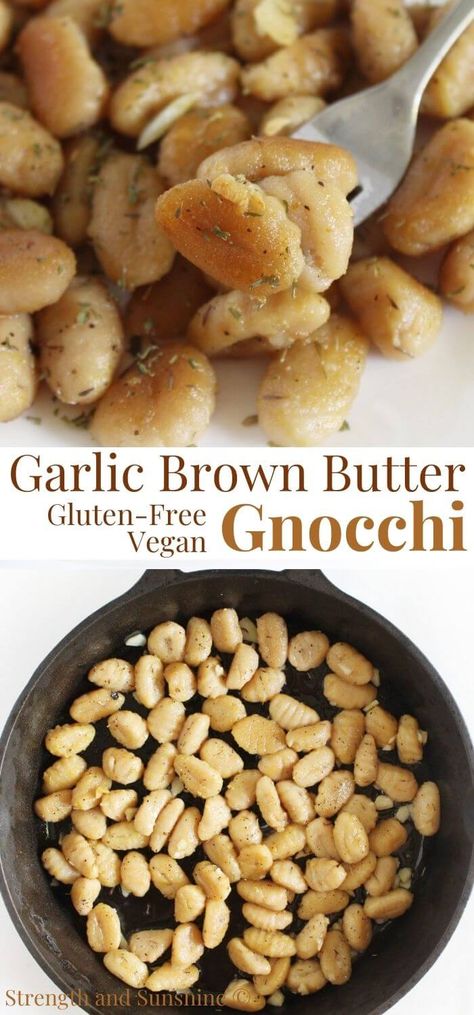 Vegan Brown Butter, Garlic Gnocchi, Butter Gnocchi, Gf Pasta, Gluten Free Gnocchi, Brown Butter Sauce, Gnocchi Recipe, Date Night Dinner, Gluten Free Main Dishes