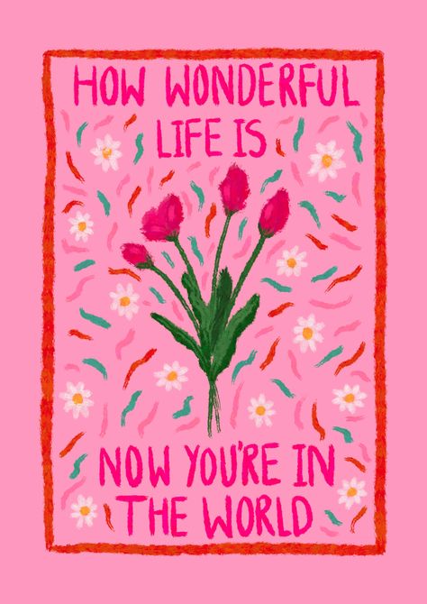 How Wonderful Life is Now Youre in the World Print, Elton John Print, Music Poster, Lyrics Print, Glastonbury, Vibrant Wall Art, Gift - Etsy Ireland Pink Illustration Aesthetic, Lyric Illustration, Poster Lyrics, Print Music, Vibrant Wall Art, Whatsapp Wallpaper, Wallpaper Pastel, Lyric Prints, Wonderful Life