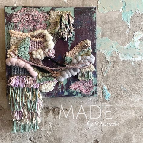 Mixed Media Weaving from MADE by Danielle Mixed Media Weaving, Creative Weaving, Art Yarn Weaving, Handmade Wall Decor, Weaving Yarn, Woven Wall Art, Diy Weaving, Pink Highlights, Molding Clay