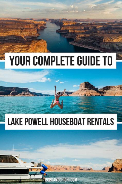 Check out our guide to one of the most amazing US travel destinations at Lake Powell Arizona and Lake Powell Utah by going on a Lake Powell houseboat for a week. We give you all the Lake Powell tips you need including a Lake Powell packing list, things to do in Lake Powell, and everything you need to know about Lake Powell Utah houseboat rentals. #USdestinations #usatravelbucketlist #lakepowell #lakepowelltips #lakepowellhouseboat Lake Powell Houseboat, Lake Powell Arizona, Houseboat Vacation, Lake Powell Utah, Houseboat Rentals, Utah Vacation, Working Boat, River Float, Travel Bucket List Usa