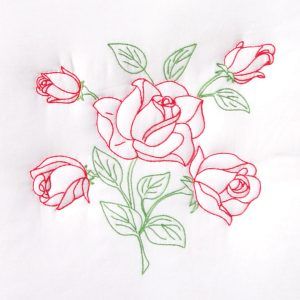 Edge Crochet, Rose Embroidery Designs, Jack Dempsey, Rose Embroidery Pattern, Crochet Edge, Rose Quilt, Redwork Embroidery, Geometric Embroidery, Embroidered Quilts