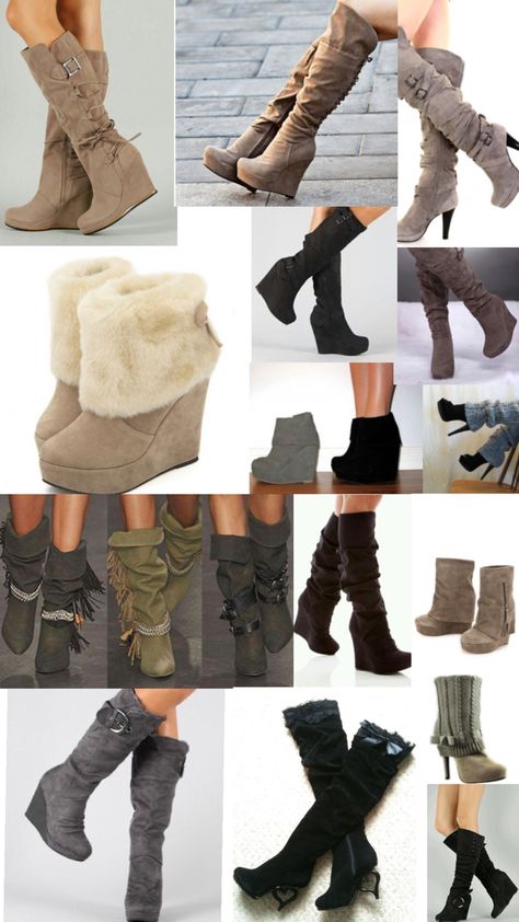 platform heel boots 2000s mcbling Scrunched Boots Outfit, 2000s Boots Outfit, 2010 Winter Outfits, 2000 Heels, Mcbling Shoes, Mcbling Winter, 2000s Boots, Shoes 2000s, 2000s Things