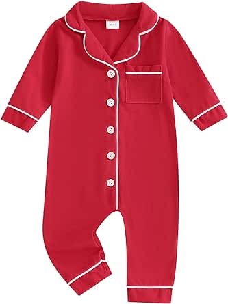 Baby Girl Boy Pajamas Romper Button-Up One-Piece Pajamas Onesie Footie Red Christmas Pjs Newborn Hospital Clothes Red Christmas Pajamas, Hospital Clothes, Baby Christmas Pajamas, Baby Christmas Onesie, Boy Pajamas, Baby Pjs, Silk Pjs, Girls Pjs