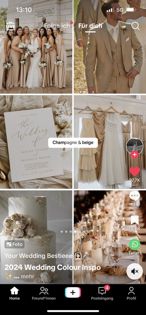 Invitation Ideas For Wedding, Champagne Autumn Wedding, Neutral Colors Wedding Theme, Cream Beige Wedding Theme, Champagne Beige Wedding, Mocha And Champagne Wedding, Neutral Champagne Color Palette, Neutral Colour Wedding Theme, Wedding Color Schemes With Champagne