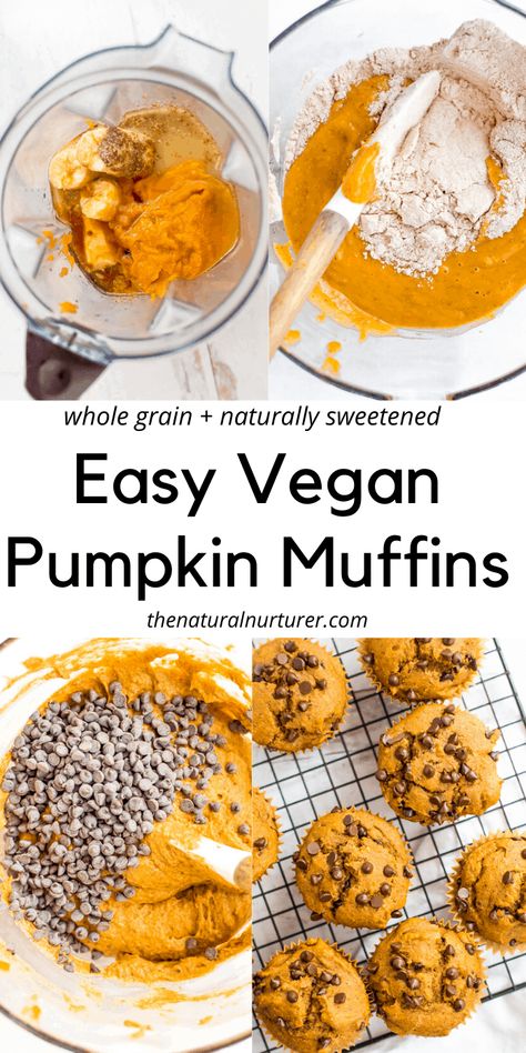 These Vegan Pumpkin Muffins are quick to make, full of flavor, and packed full of good-for-you ingredients. Dairy free + egg-free – these muffins are perfect for breakfast, snack or as a healthy dessert. #veggieloaded #vegan #pumpkinmuffins #healthymuffins #thenaturalnurturer Muffins Chocolate Chip, Egg Free Muffins, Pumpkin Vegan, Pumpkin Muffins Recipe, Vegan Pumpkin Muffins, Muffins Pumpkin, Baking Pumpkin, Peach Kitchen, Muffins Easy