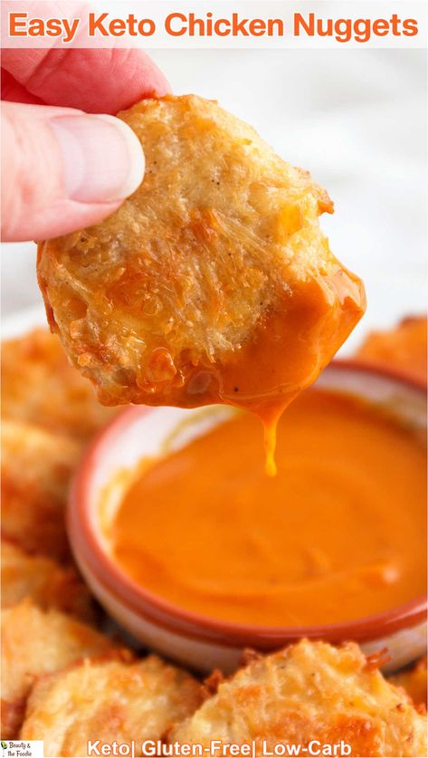 Easy Keto Chicken Nuggets - Beauty and the Foodie Keto Chicken Nuggets, Crisp Chicken, Keto Bbq Sauce, Chicken Crisps, Can Chicken Recipes, Chicken Nugget Recipes, Herb Recipes, Allergy Free Recipes, Honey Chicken