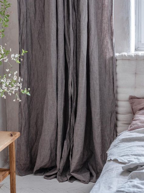 Green Linen Curtains, Bed Drapes, White Linen Curtains, Curtains Linen, Linen Curtain Panels, Beige Curtains, Linen Bedspread, Linen Curtain, Linen Drapes