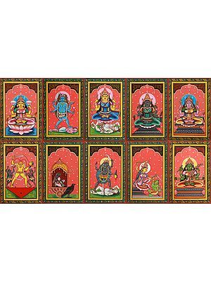 The Ten Mahavidyas, From The Tender To The Ferocious (Set of Ten Paintings) Ten Mahavidyas, Goddess Tara, Buddhist Tattoo, Tantra Art, Shri Yantra, Spiritual Paintings, Sacred Geometric, Indian Folk Art, Madhubani Painting