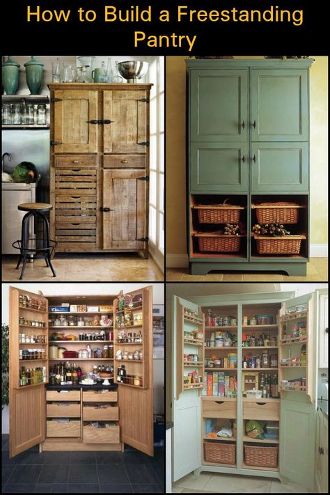 Create More Storage Space in Your Kitchen With This DIY Freestanding Pantry Stand Alone Pantry, Free Standing Pantry, Standing Pantry, Freestanding Pantry, Free Standing Kitchen Pantry, Diy Pantry Organization, Pantry Cabinets, Diy Pantry, Small Pantry