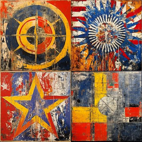 Jasper Johns Midjourney style | Stable diffusion |  AI art Famous Artworks, Encaustic Technique, Abstract Pop Art, Jasper Johns, Deep Art, Famous Artwork, Art Style Inspiration, Art Board, American Art