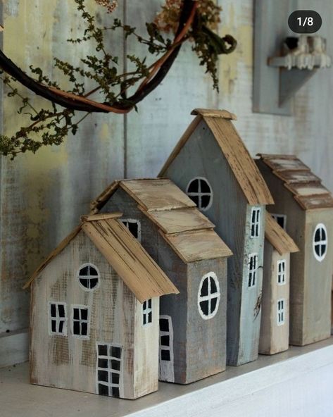 Awesome Inspiration! Wood... - Re-Scape Inspired Recycling | Facebook Tre Kunst, Scrap Wood Crafts, Small Wooden House, Wood Houses, Wood Block Crafts, Scrap Wood Projects, Wooden Houses, Driftwood Crafts, Christmas Wood Crafts