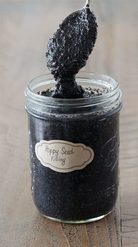 Homemade Poppy Seed Filling - Olga's Flavor Factory Poppyseed Filling Recipes, Poppyseed Filling, Poppy Seed Recipes, Nut Roll Recipe, Poppy Seed Filling, Polish Recipe, Nut Roll, Czech Food, Hungarian Desserts