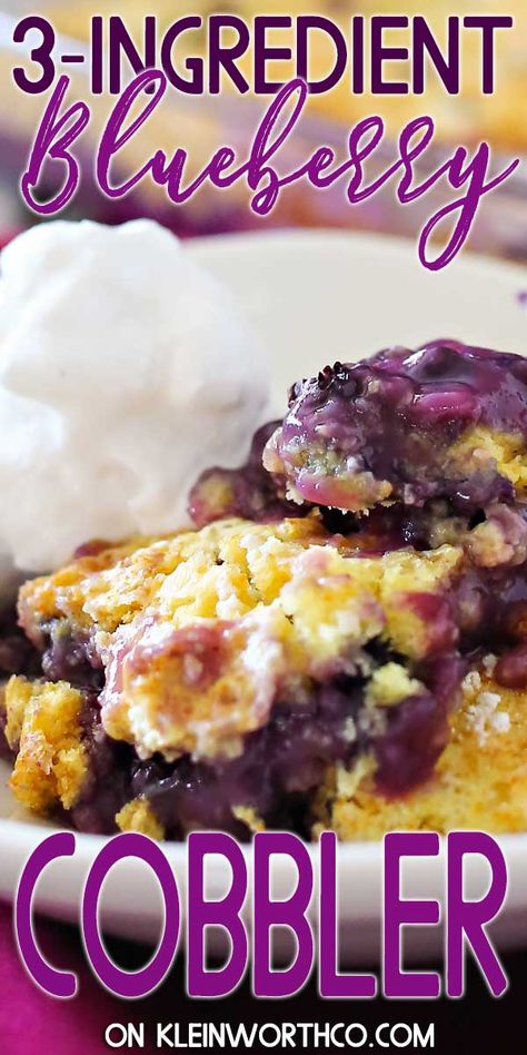 Blueberry Cobbler Recipe, Blueberry Pies, Easy Blueberry Cobbler, Blueberry Desserts Recipes, Blueberry Cobbler Recipes, Cobbler Recipes Easy, Blueberry Delight, Blueberry Dump Cakes, 3 Ingredient Desserts