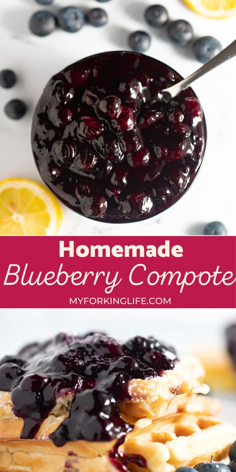 Blueberry Compote Recipe Easy, Blueberry Compote For Cheesecake, Blueberry Compote Pancakes, Berry Compote For Pancakes, Blueberry Topping For Pancakes, Canned Blueberry Recipes, Blueberry Compote Easy, Blueberry Sauce For Pancakes, Blueberry Pancake Topping